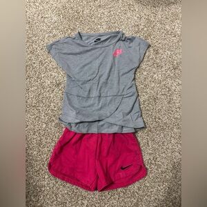 Toddler Girl Nike Gray and Pink Athletic Set